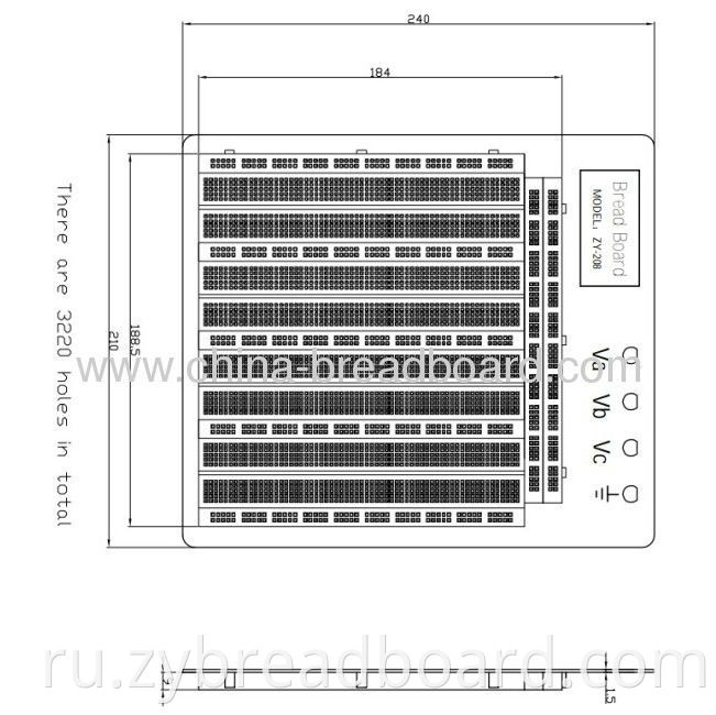 ZY-208 24*21*0,12см 3220 Tie-Points Плата печатной платы Android PCB Плата